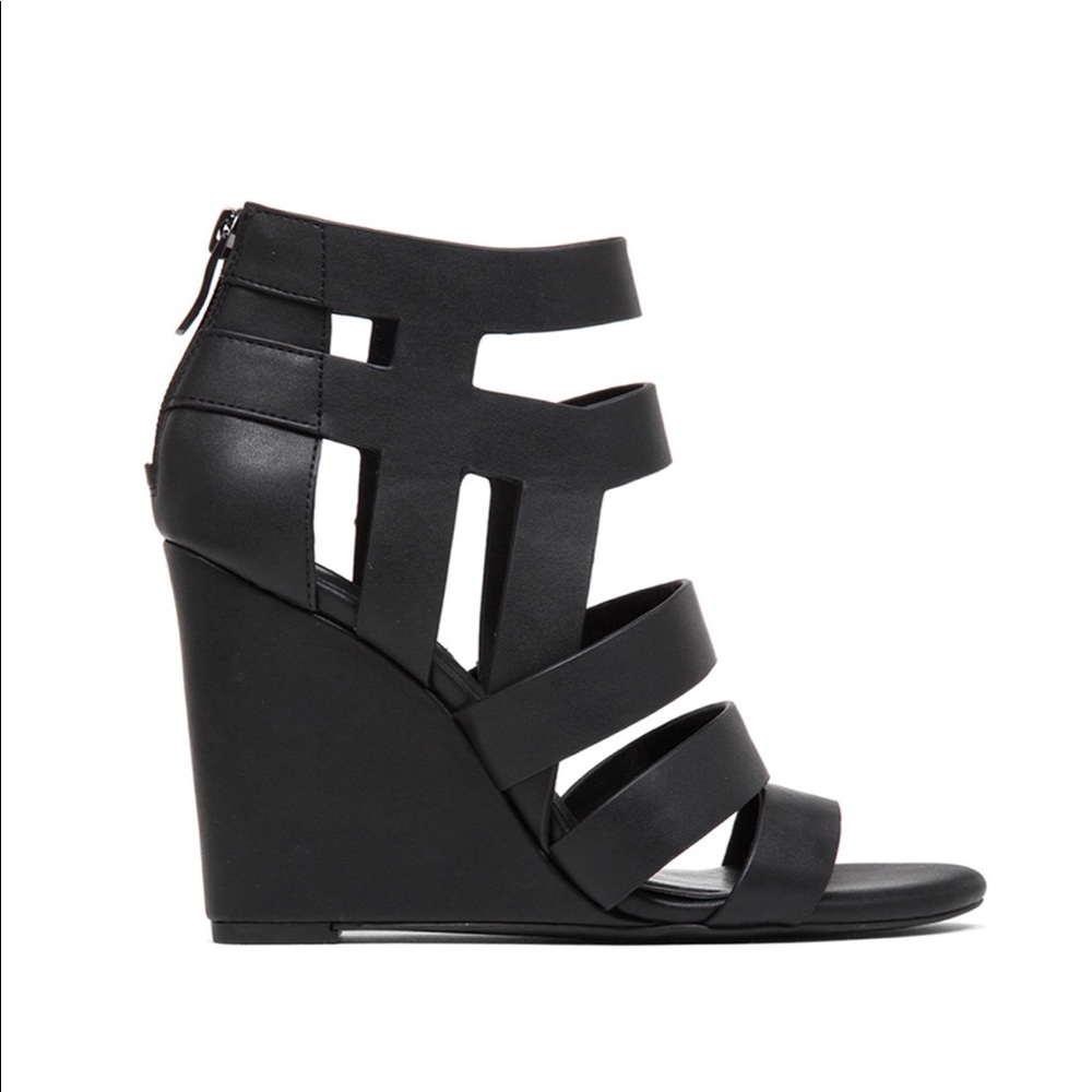 BCBG Cages Wedge Sandals Black